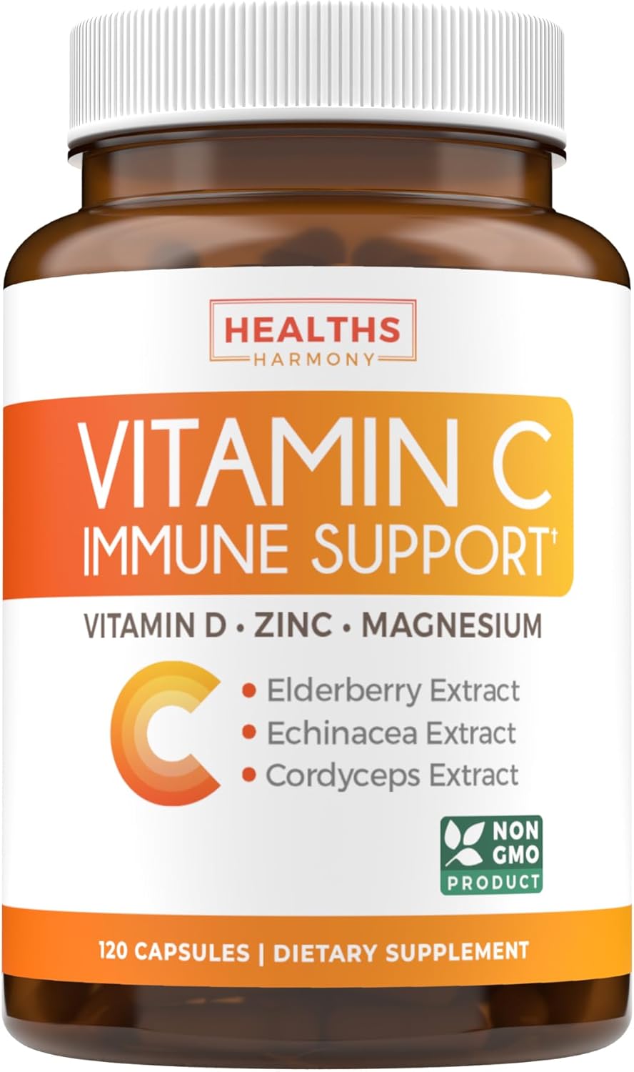 Immune Vitality Blend: Super Antioxidants & Immune Support Supplement (2-Month Supply) with Elderberry, Vitamin C, and Zinc - Daily Superfood Blend (120 Caps)