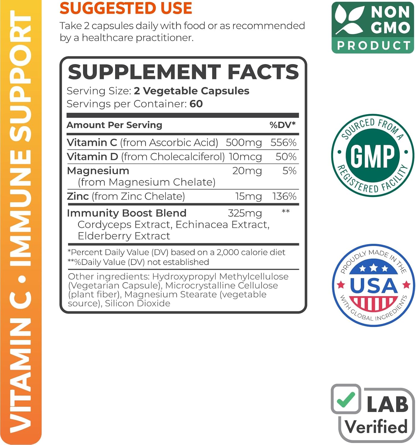 Immune Vitality Blend: Super Antioxidants & Immune Support Supplement (2-Month Supply) with Elderberry, Vitamin C, and Zinc - Daily Superfood Blend (120 Caps)