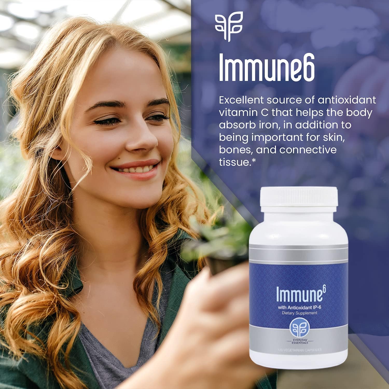 Immune6 Supplement - 120 Capsules with IP6, Selenium, Iron, Vitamin C & D3 for Immune Support. Boost Immunity with Pure Multi Vitamin Formula.