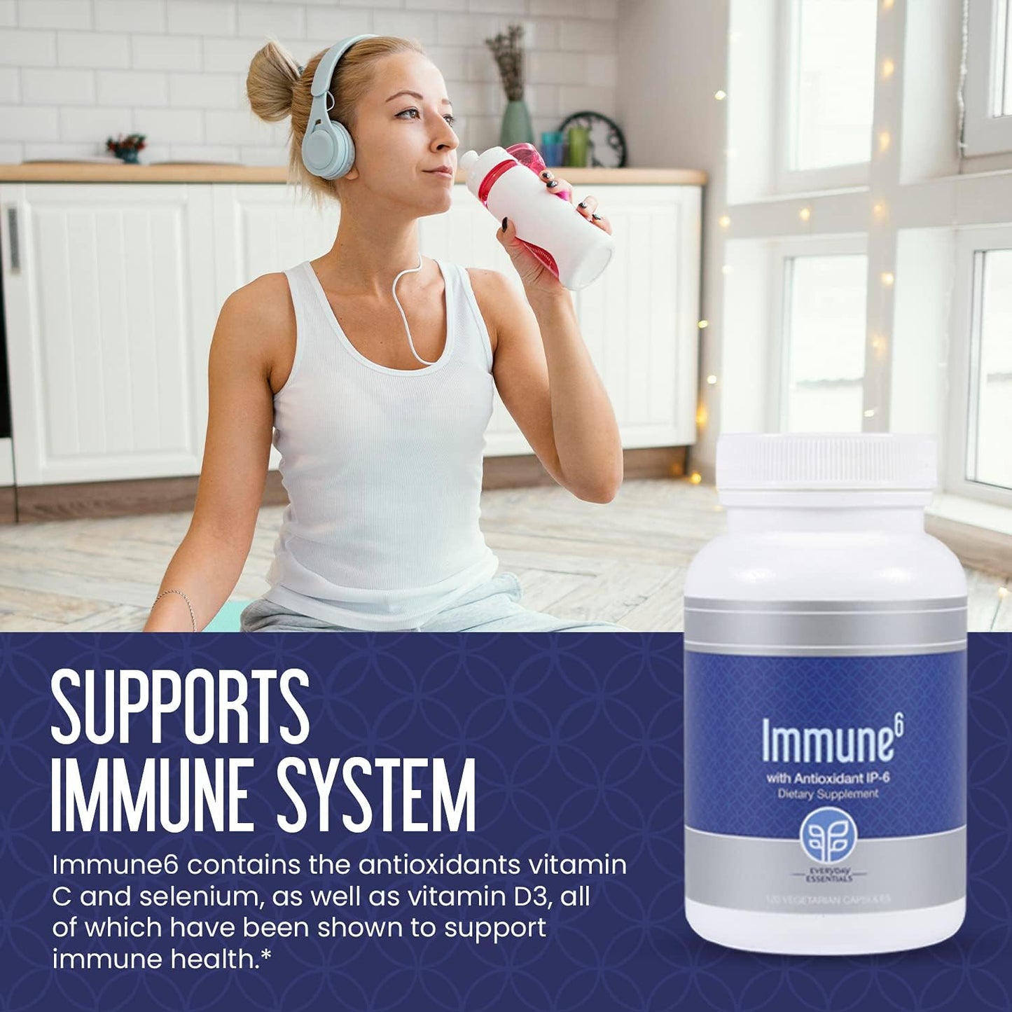 Immune6 Supplement - 120 Capsules with IP6, Selenium, Iron, Vitamin C & D3 for Immune Support. Boost Immunity with Pure Multi Vitamin Formula.