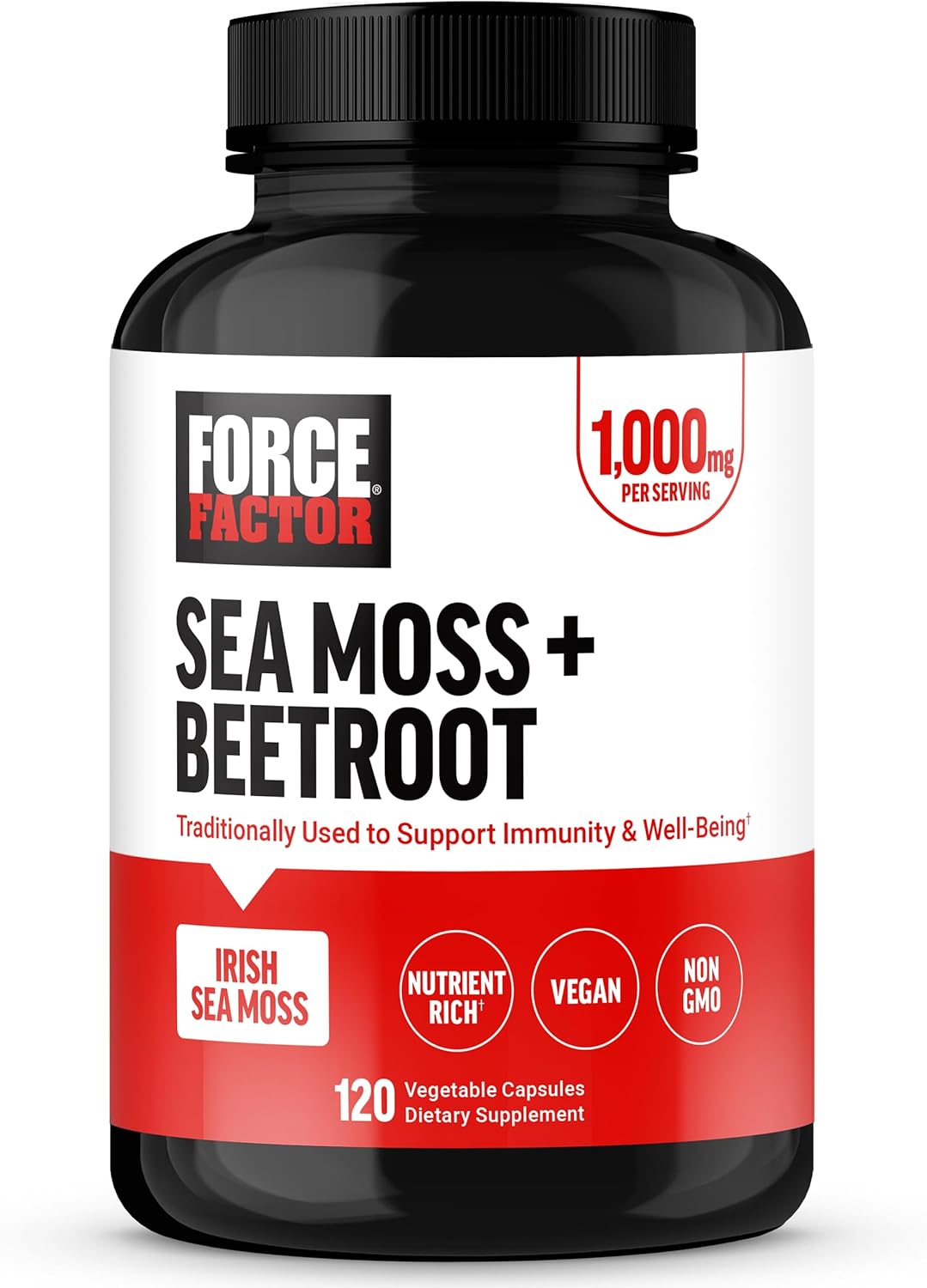 Immunity and Heart Health Support Supplement with Irish Sea Moss, Beet Root, Antioxidants - 120 Capsules, Non-GMO, Vegan