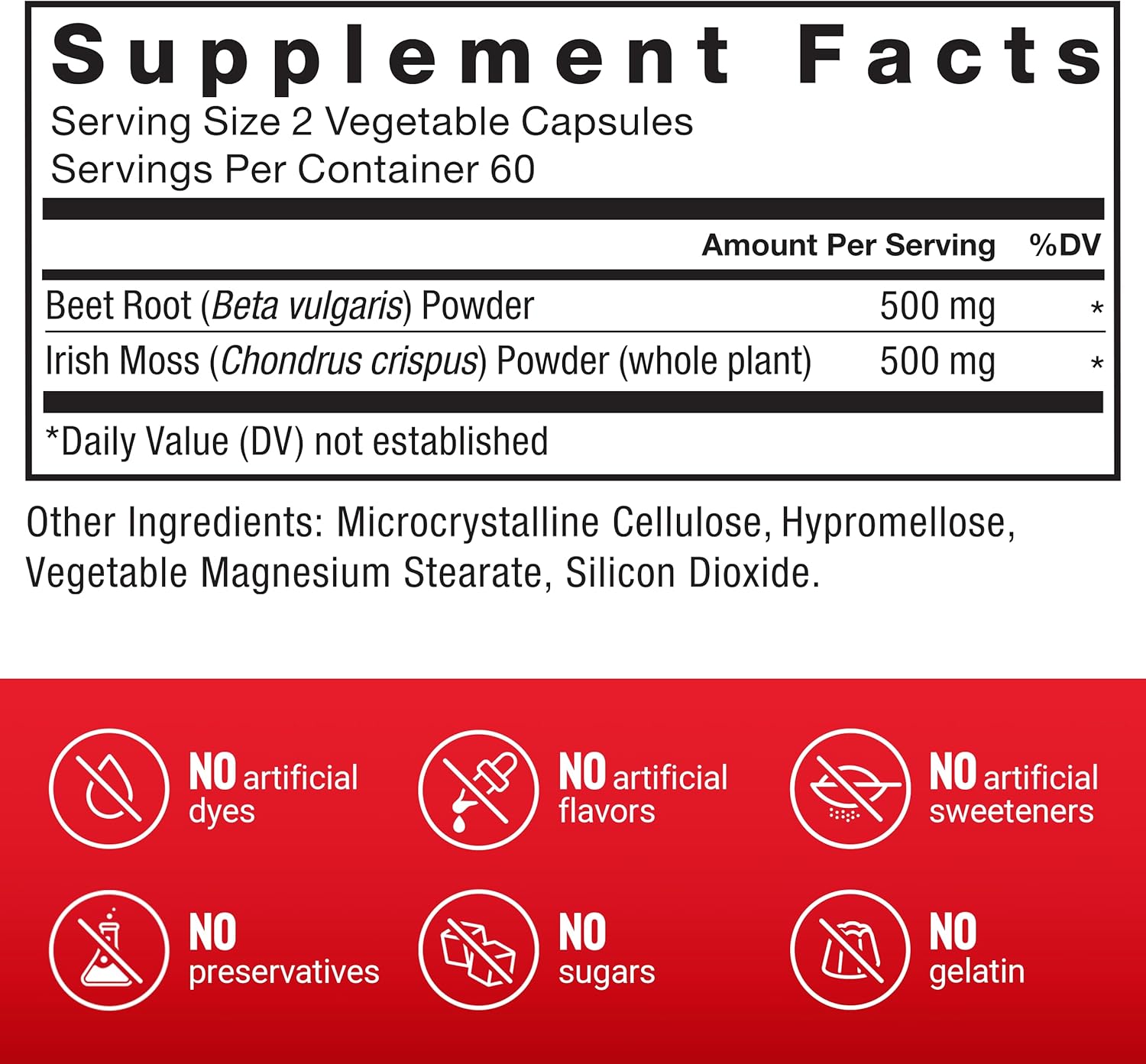 Immunity and Heart Health Support Supplement with Irish Sea Moss, Beet Root, Antioxidants - 120 Capsules, Non-GMO, Vegan
