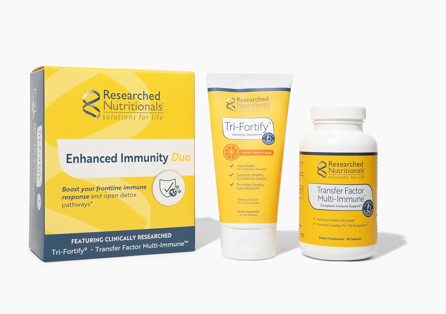 Immunity Boosting Duo: Liposomal Glutathione Liquid + Colostrum & Mushrooms Supplement - Tri-Fortify + Transfer Factor Multi-Immune Set