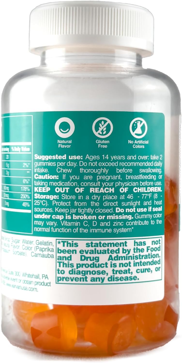 Immunity Boosting Gummy Vitamins for Adults & Teens - Chewable Multivitamin Gummies with Zinc, Vitamin C and D - Naturally Flavored & Gluten Free - 60 Count