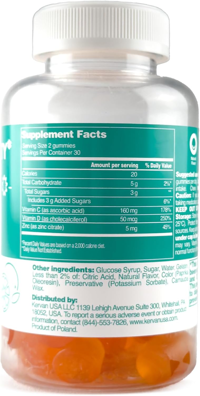 Immunity Boosting Gummy Vitamins for Adults & Teens - Chewable Multivitamin Gummies with Zinc, Vitamin C and D - Naturally Flavored & Gluten Free - 60 Count