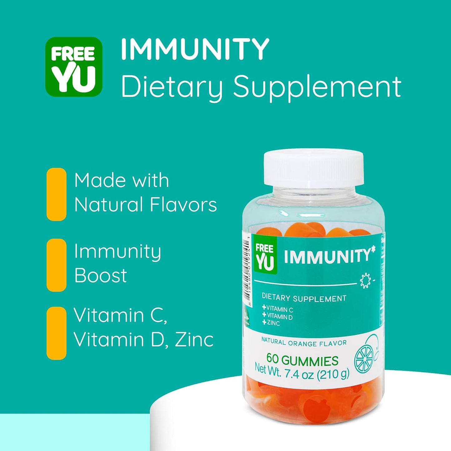 Immunity Boosting Gummy Vitamins for Adults & Teens - Chewable Multivitamin Gummies with Zinc, Vitamin C and D - Naturally Flavored & Gluten Free - 60 Count