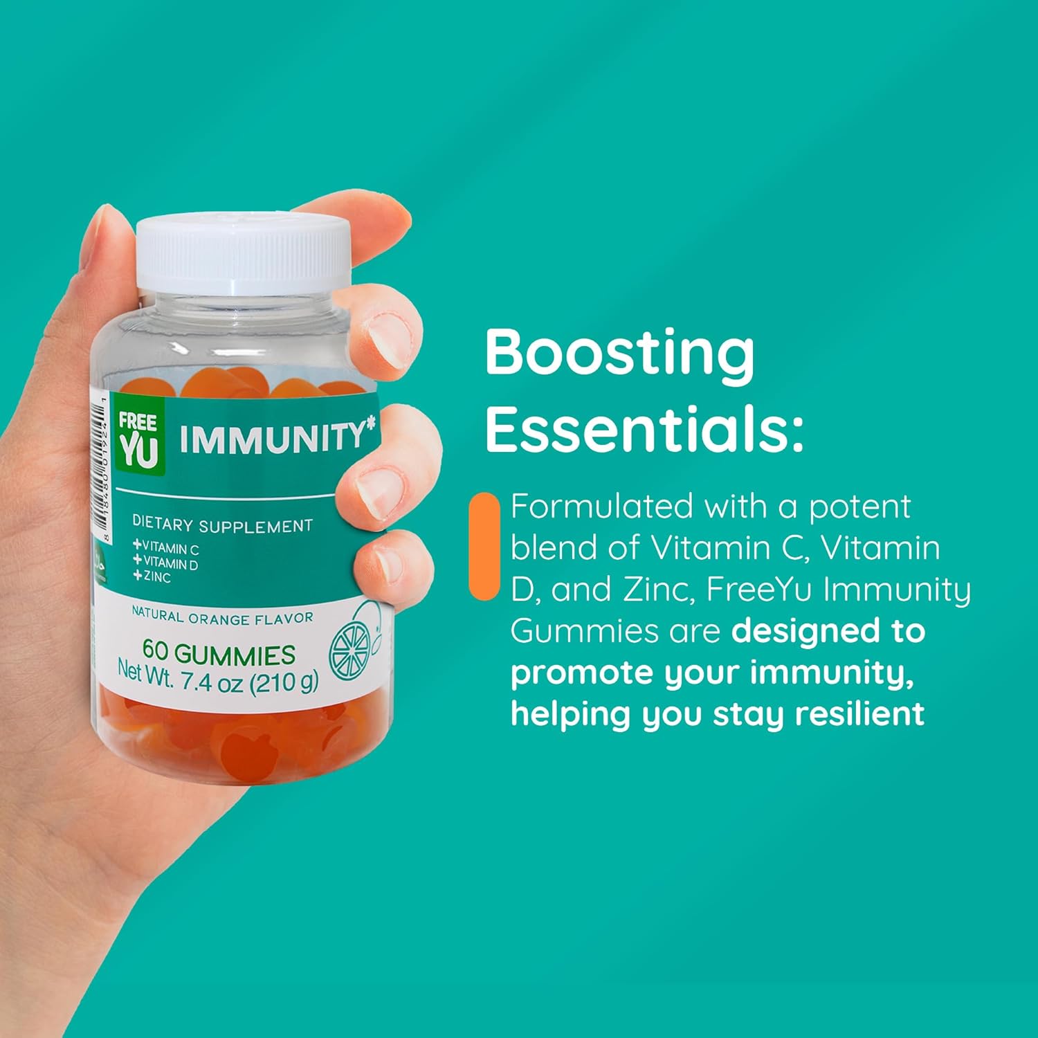 Immunity Boosting Gummy Vitamins for Adults & Teens - Chewable Multivitamin Gummies with Zinc, Vitamin C and D - Naturally Flavored & Gluten Free - 60 Count