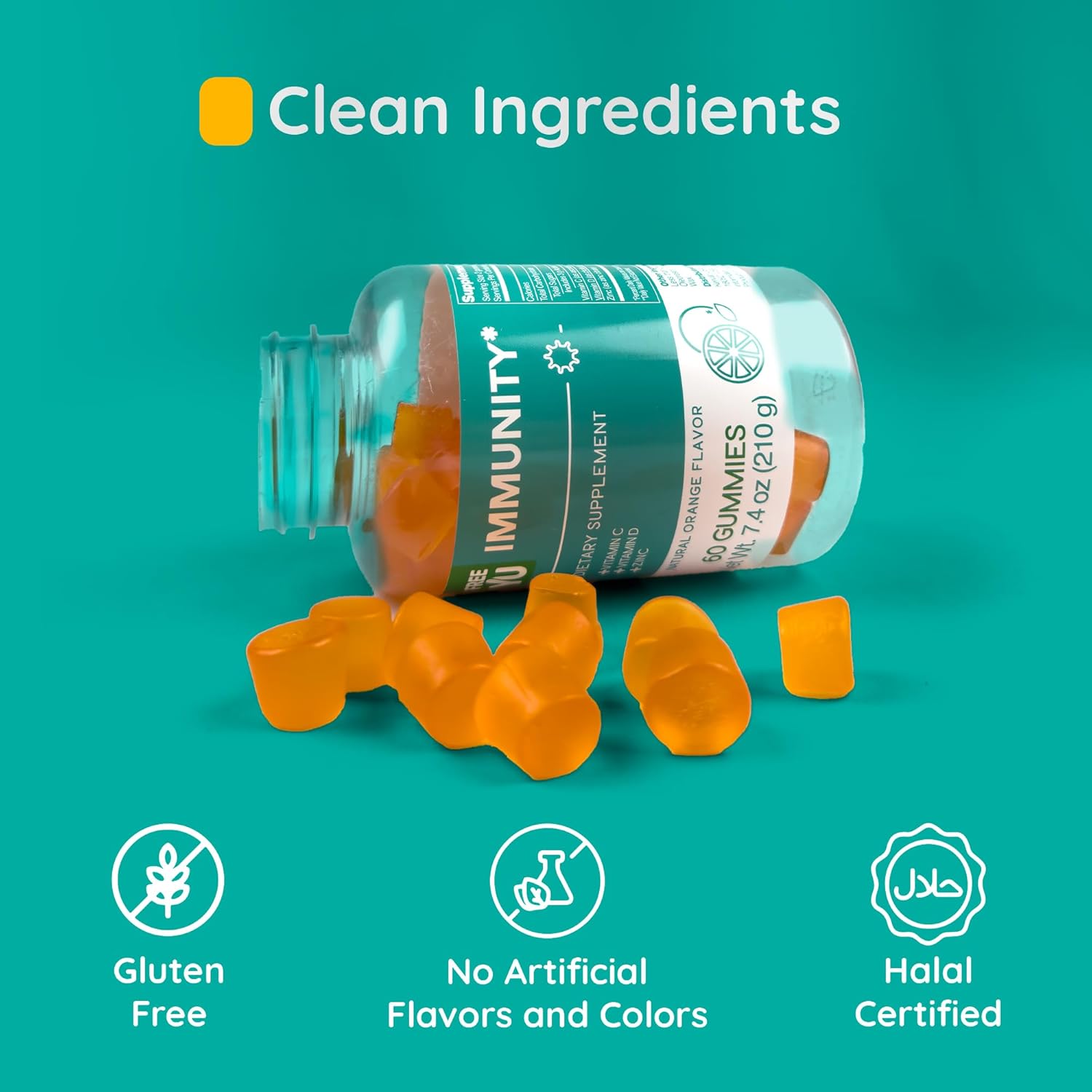 Immunity Boosting Gummy Vitamins for Adults & Teens - Chewable Multivitamin Gummies with Zinc, Vitamin C and D - Naturally Flavored & Gluten Free - 60 Count