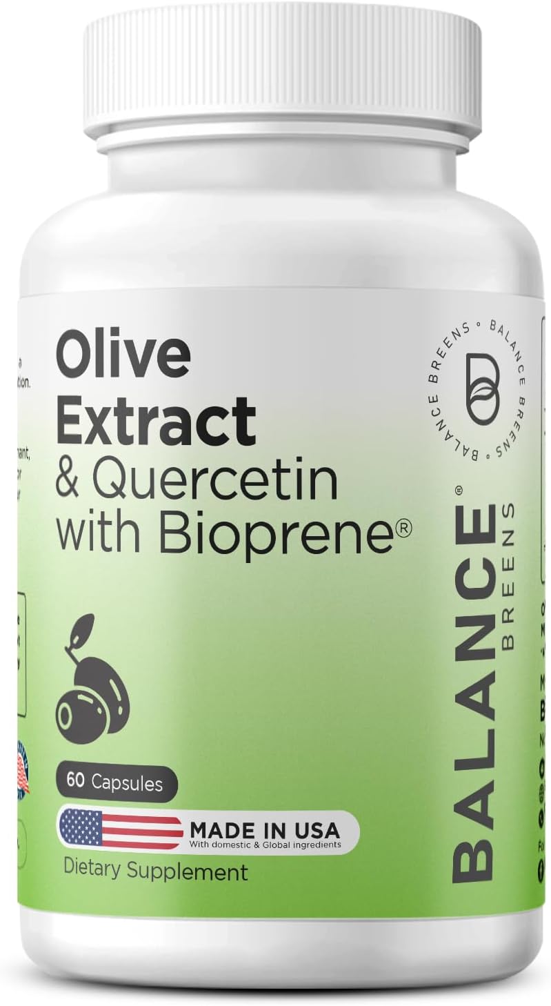Immunity Boosting Olive Leaf Extract & Quercetin Capsules with Bioperine - 60 Count