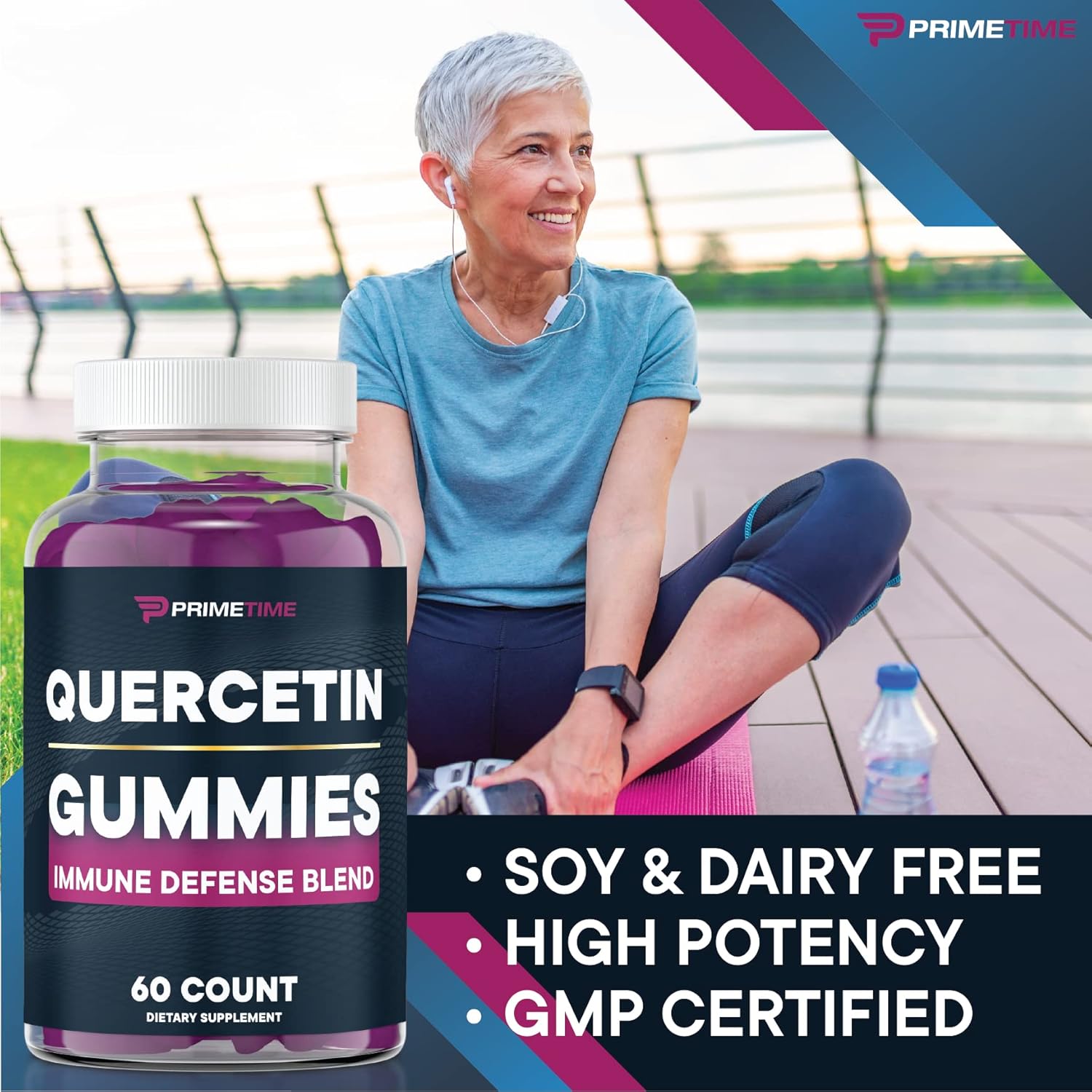 Immunity Boosting Quercetin + Zinc + Vitamin C Gummies with Elderberry - 120 Count Vegan Supplement for Kids & Adults