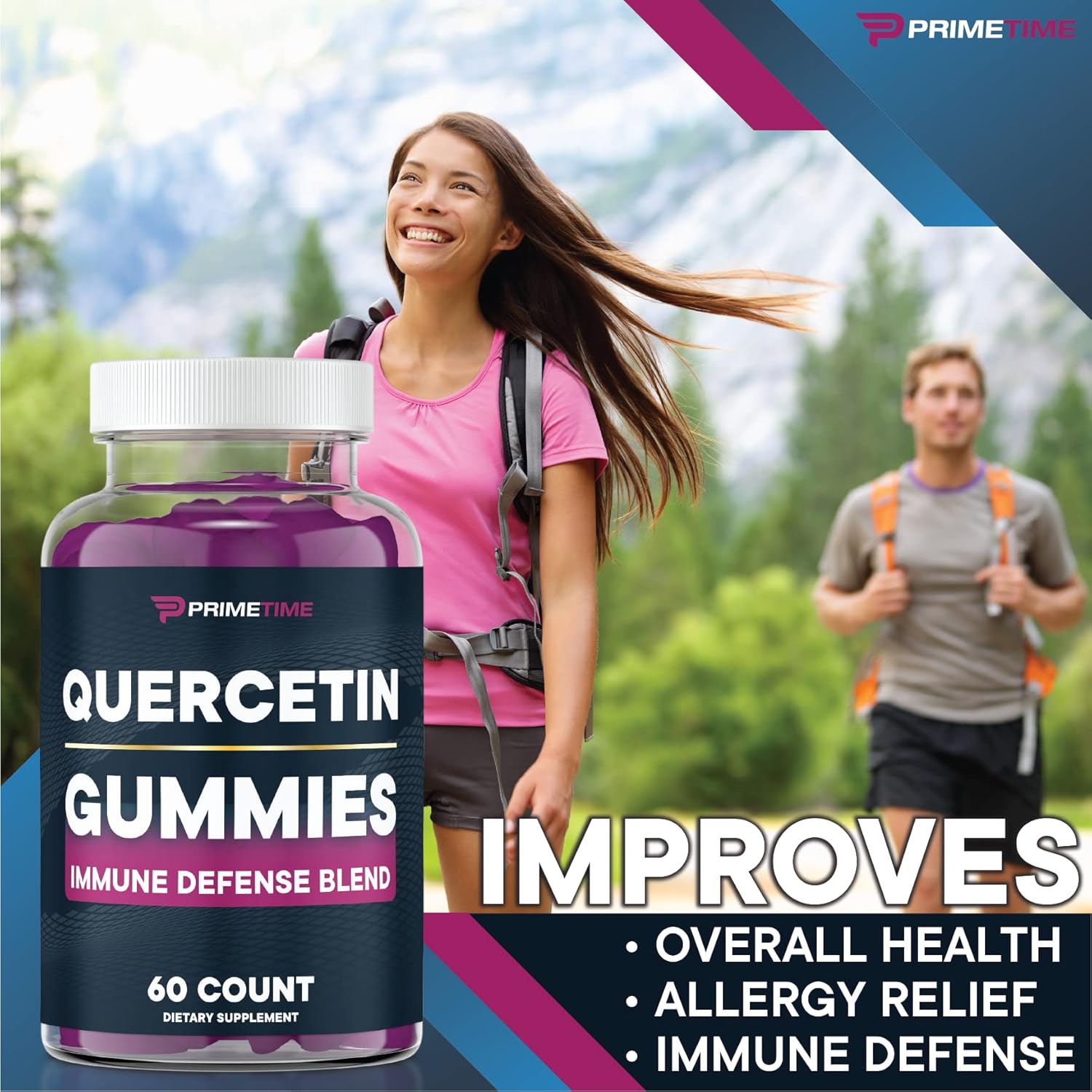 Immunity Boosting Quercetin + Zinc + Vitamin C Gummies with Elderberry - 120 Count Vegan Supplement for Kids & Adults