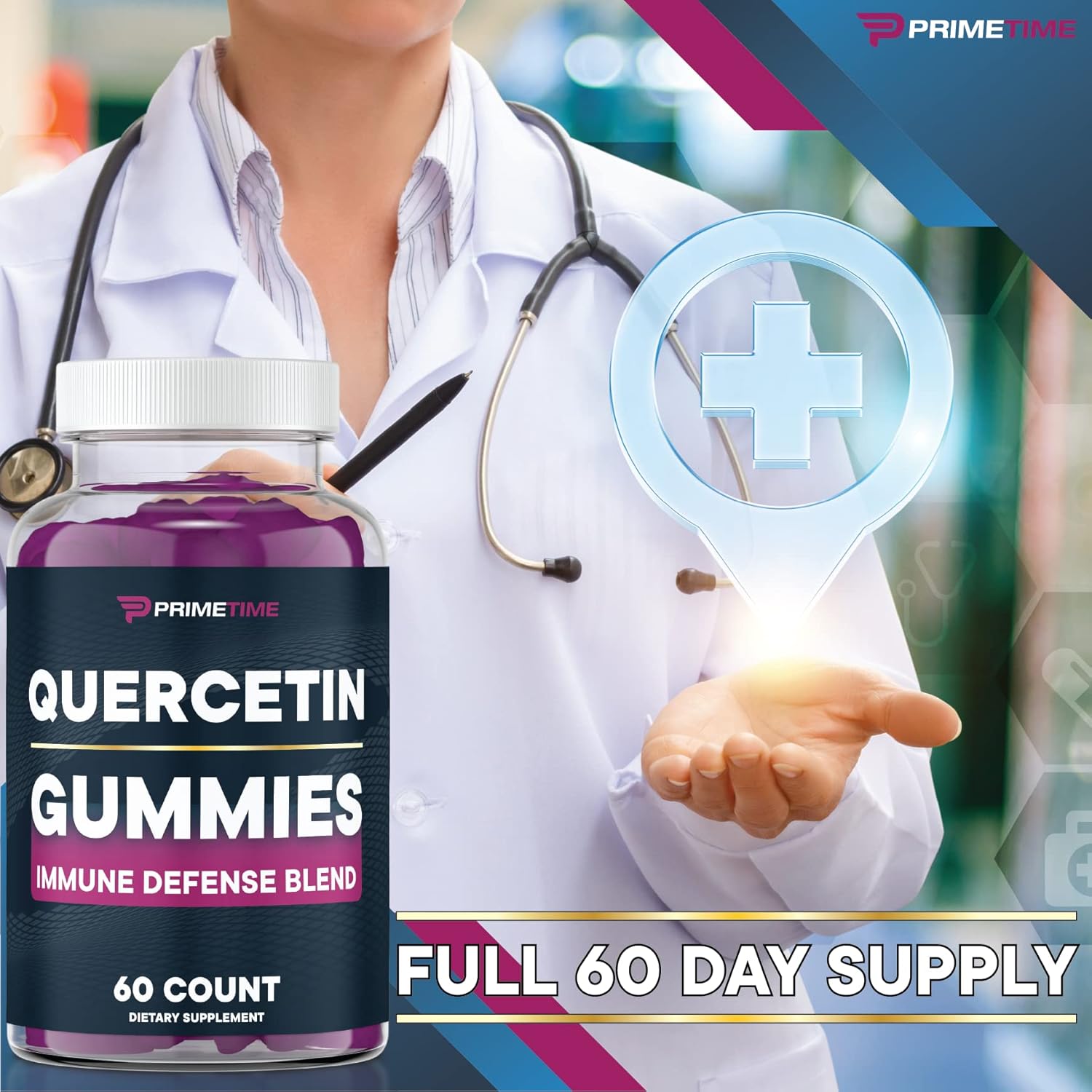 Immunity Boosting Quercetin + Zinc + Vitamin C Gummies with Elderberry - 120 Count Vegan Supplement for Kids & Adults