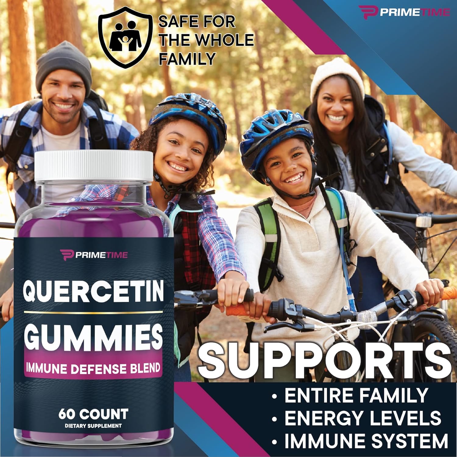 Immunity Boosting Quercetin + Zinc + Vitamin C Gummies with Elderberry - 120 Count Vegan Supplement for Kids & Adults