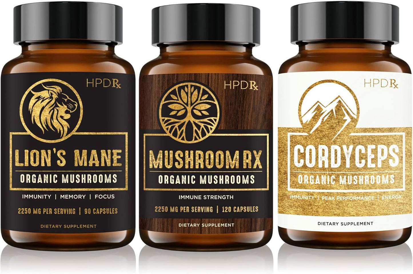 Immunity & Health Bundle: Organic Mushroom Rx, Lions Mane, Cordyceps