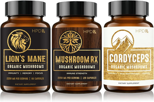 Immunity & Health Bundle: Organic Mushroom Rx, Lions Mane, Cordyceps