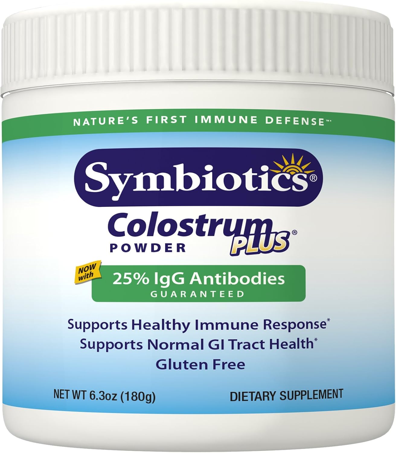Immunity Support: Symbiotics Colostrum Plus Powder Supplement - 6.3 Ounces (180g)