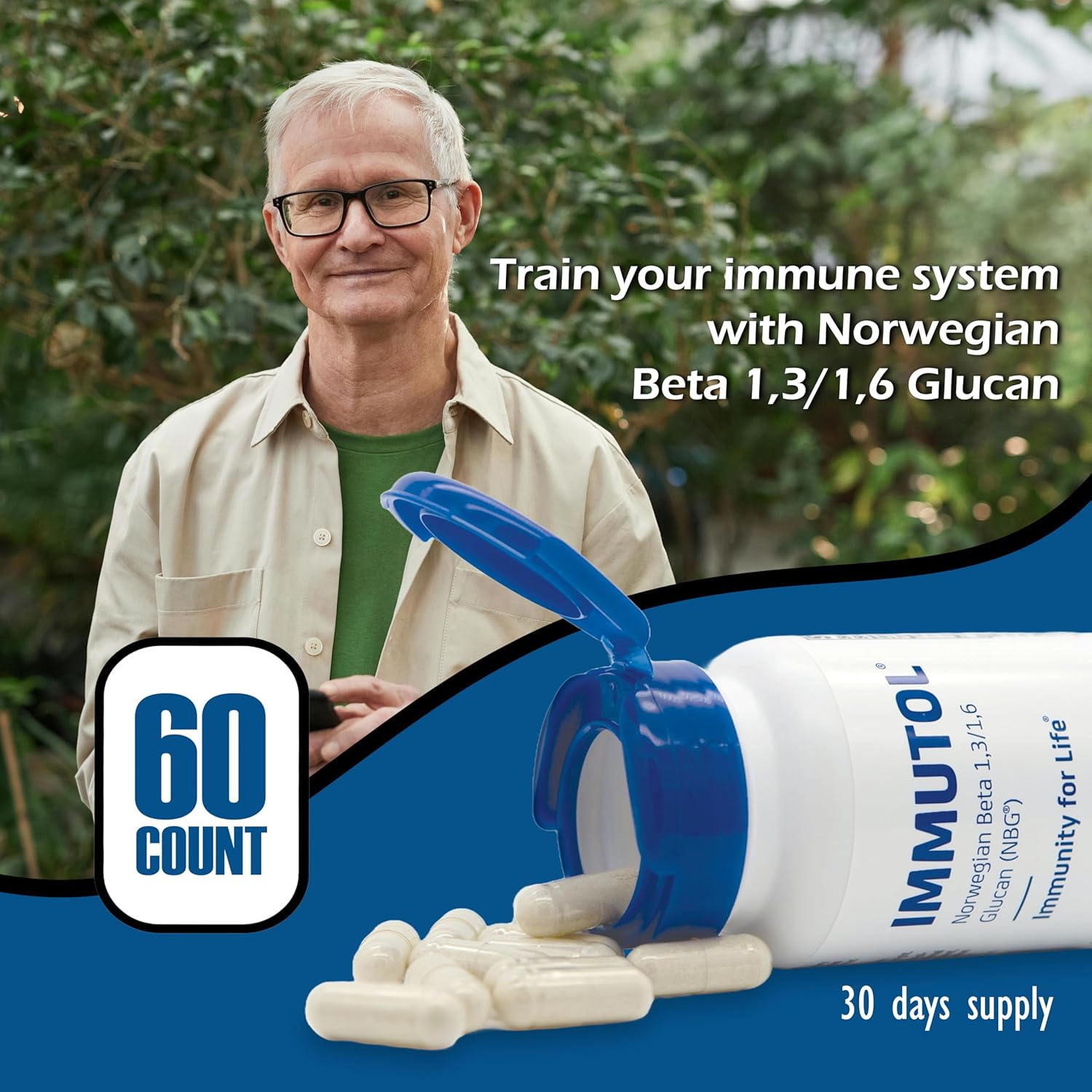 Immunocorp Immutol Immune Support Supplement - 750mg Beta Glucan 1,3 1,6 - Natural Ingredients, High Potency for Immunity Boost - 60 Capsules