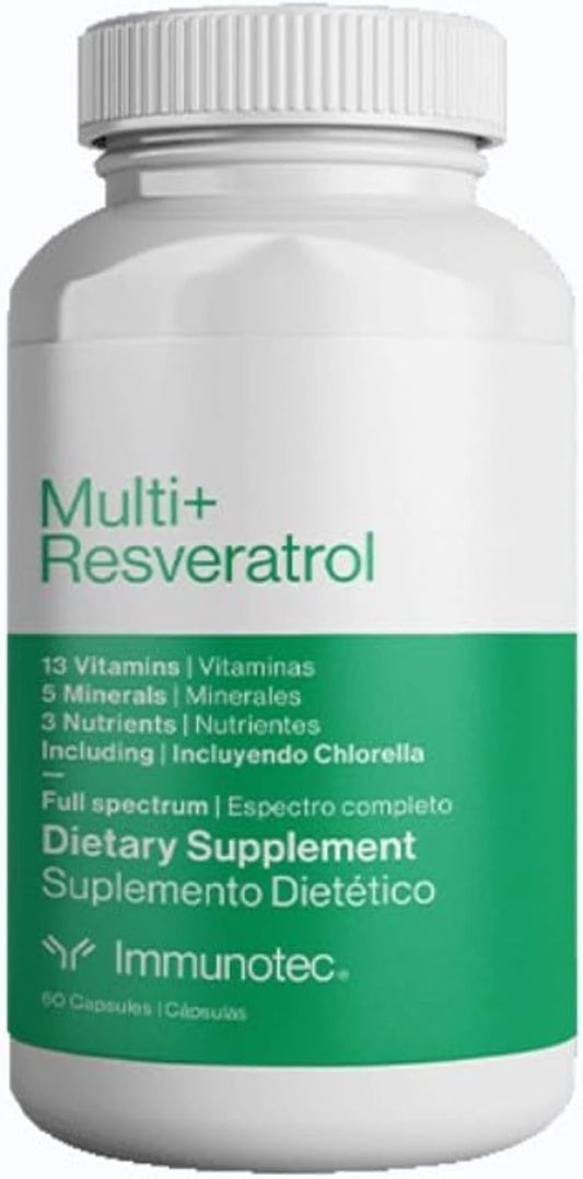 Immunotec Multi+ Resveratrol Full Spectrum Dietary Supplement with 13 Vitamins, 5 Minerals, and Chlorella Extract