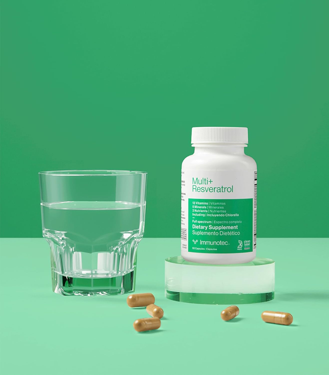 Immunotec Multi+ Resveratrol Full Spectrum Dietary Supplement with 13 Vitamins, 5 Minerals, and Chlorella Extract