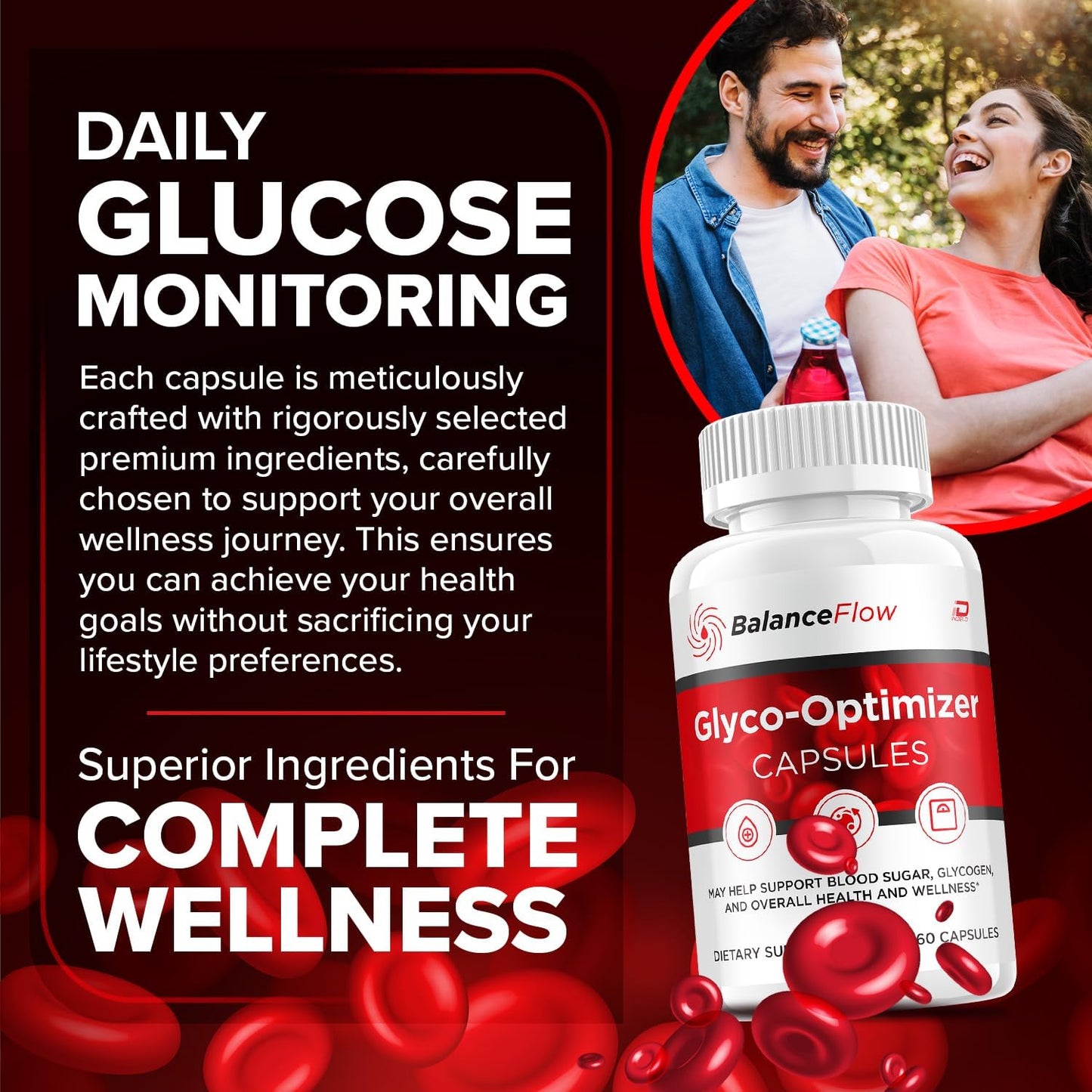 Indelo Balance Flow Capsules - Natural Maximum Strength Supplement for Healthy Glyco Levels - 2 Pack (120 Capsules)