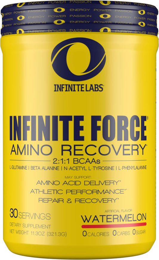 Infinite Labs Infinite Force BCAA Amino Recovery Powder - 30 Servings, 6g Amino Acids, Electrolytes, Caffeine Free