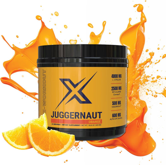 Infinite Labs Juggernaut X Pre-Workout Supplement (Orange) - Enhances Strength, Energy, and Endurance - With L-Citrulline, Beta-Alanine, Creatine - 30 Servings