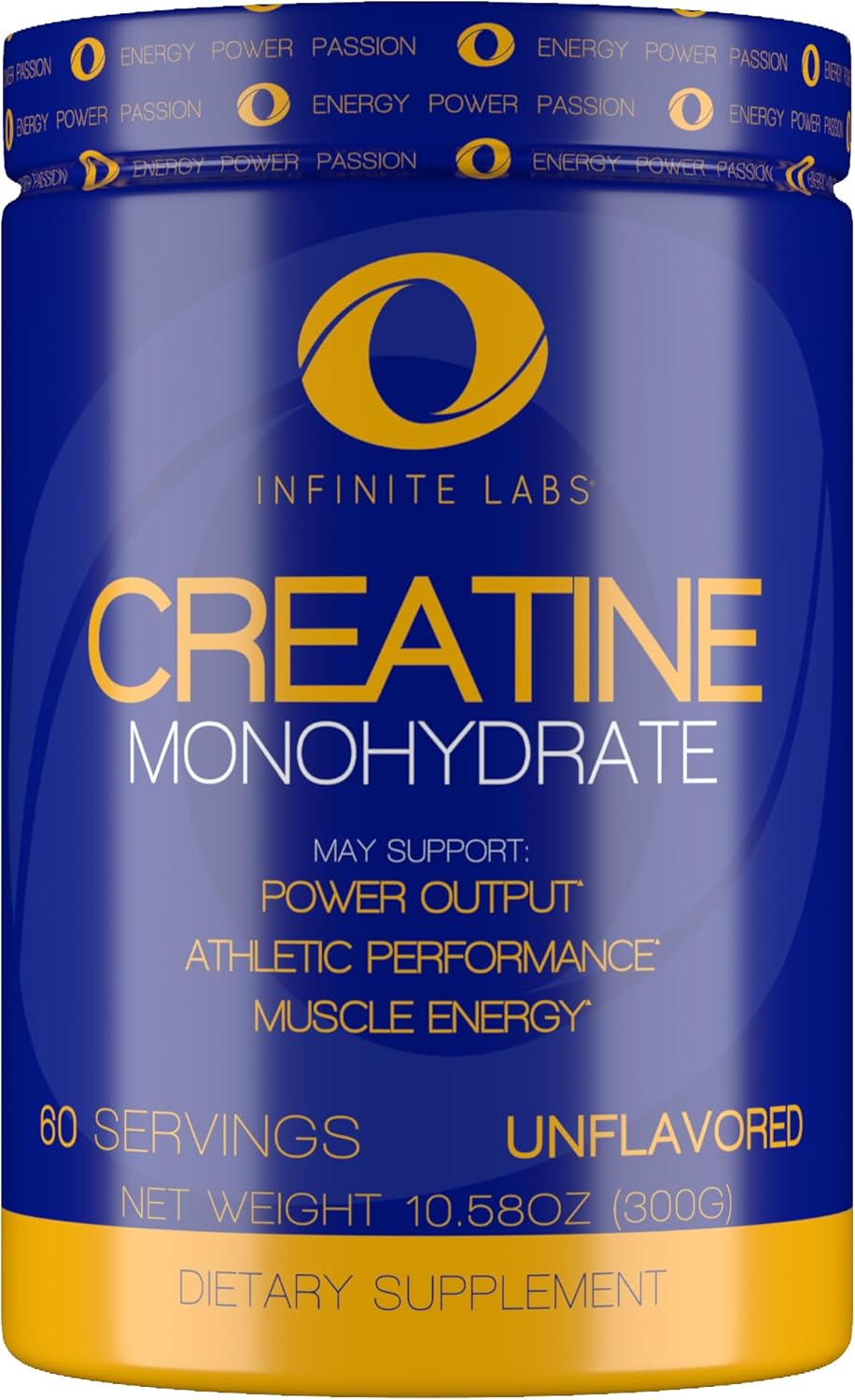 Infinite Labs Unflavored Creatine Monohydrate Powder for Muscular Power, Energy, and Focus - 300g, 60 Servings
