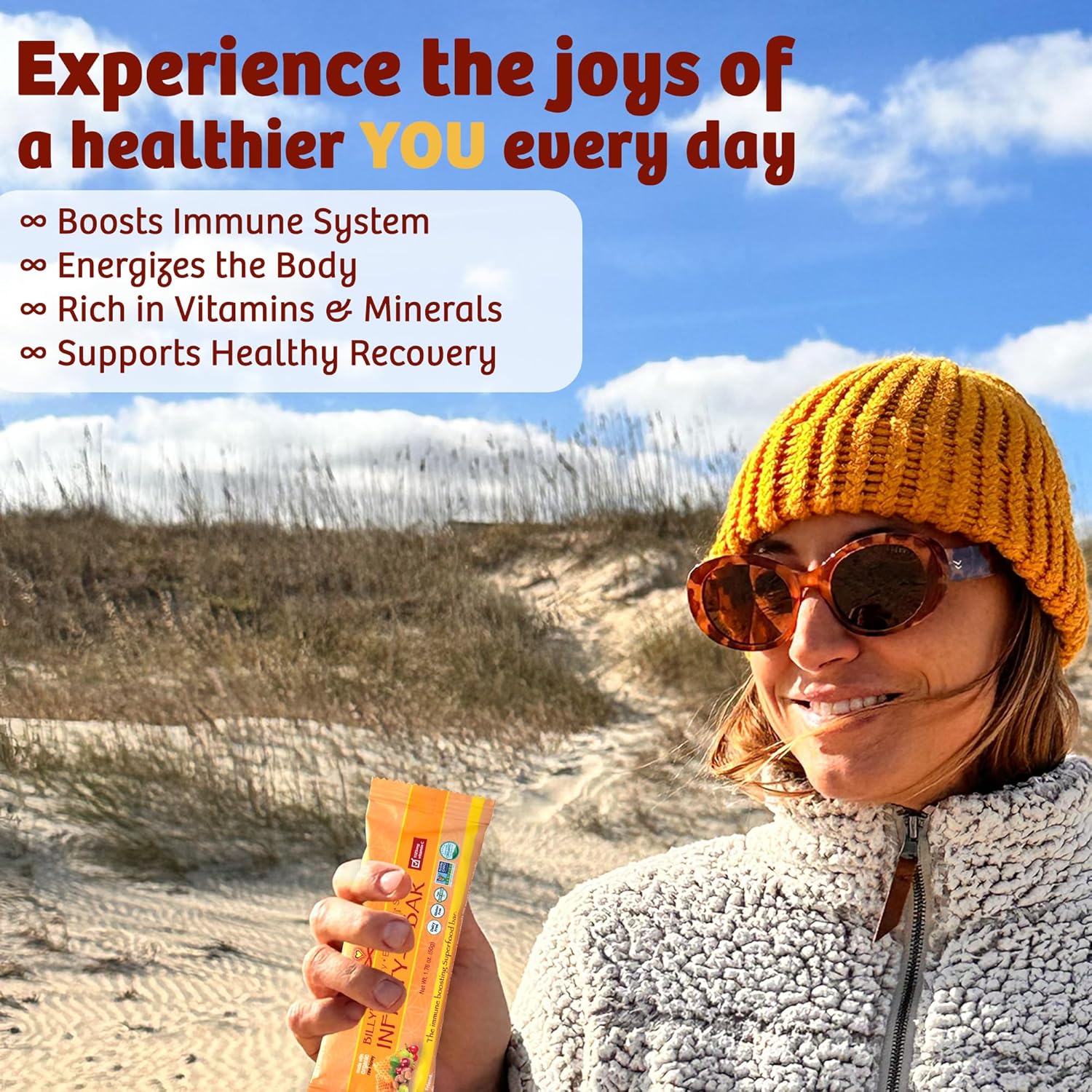 Infinity Greens Infinity C Superfood Bars - Plant Based Energy Bars with 1125mg Vitamin C - Camu Camu, Acerola, Amla, Shilajit - Raw, Gluten Free, Non GMO - Immune Boosting Ingredients