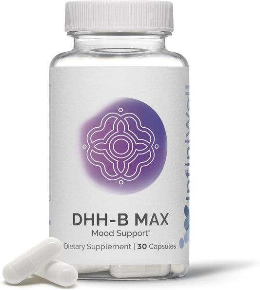 InfiniWell DHH-B Max Mood Support Supplement - Magnolia Bark Extract with Honokiol - Natural Sleep Aid, Promotes Relaxation & Stress Relief - 30 Capsules