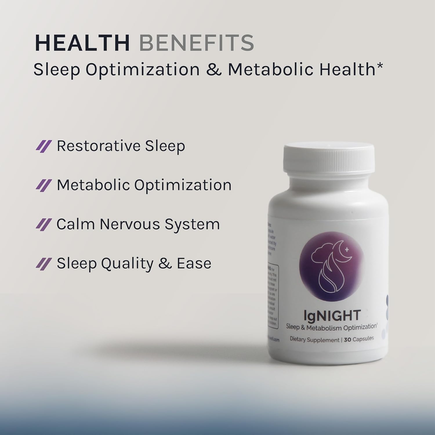 InfiniWell IgNIGHT Sleep & Metabolism Support Capsules, 30-Day Supply - Sleep Aid with Valerian, Ashwagandha, DHH-B, CalorieBurn GP