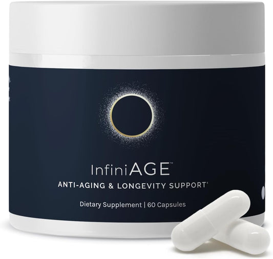 InfiniWell Longevity Support Capsules with Zinc, NAC, Luetin, and Eclipse Bio-Age Complex for Healthy Aging - 60 Capsules