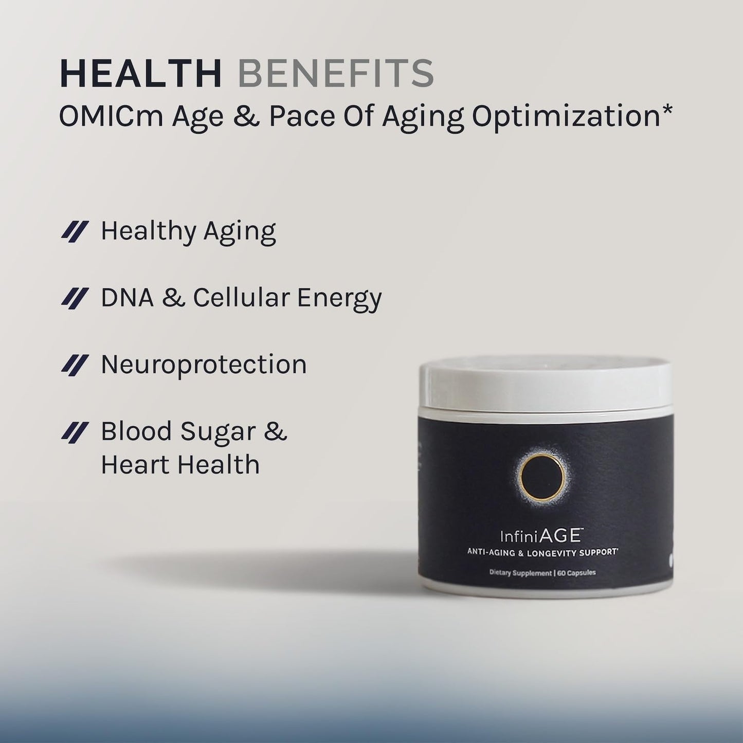 InfiniWell Longevity Support Capsules with Zinc, NAC, Luetin, and Eclipse Bio-Age Complex for Healthy Aging - 60 Capsules