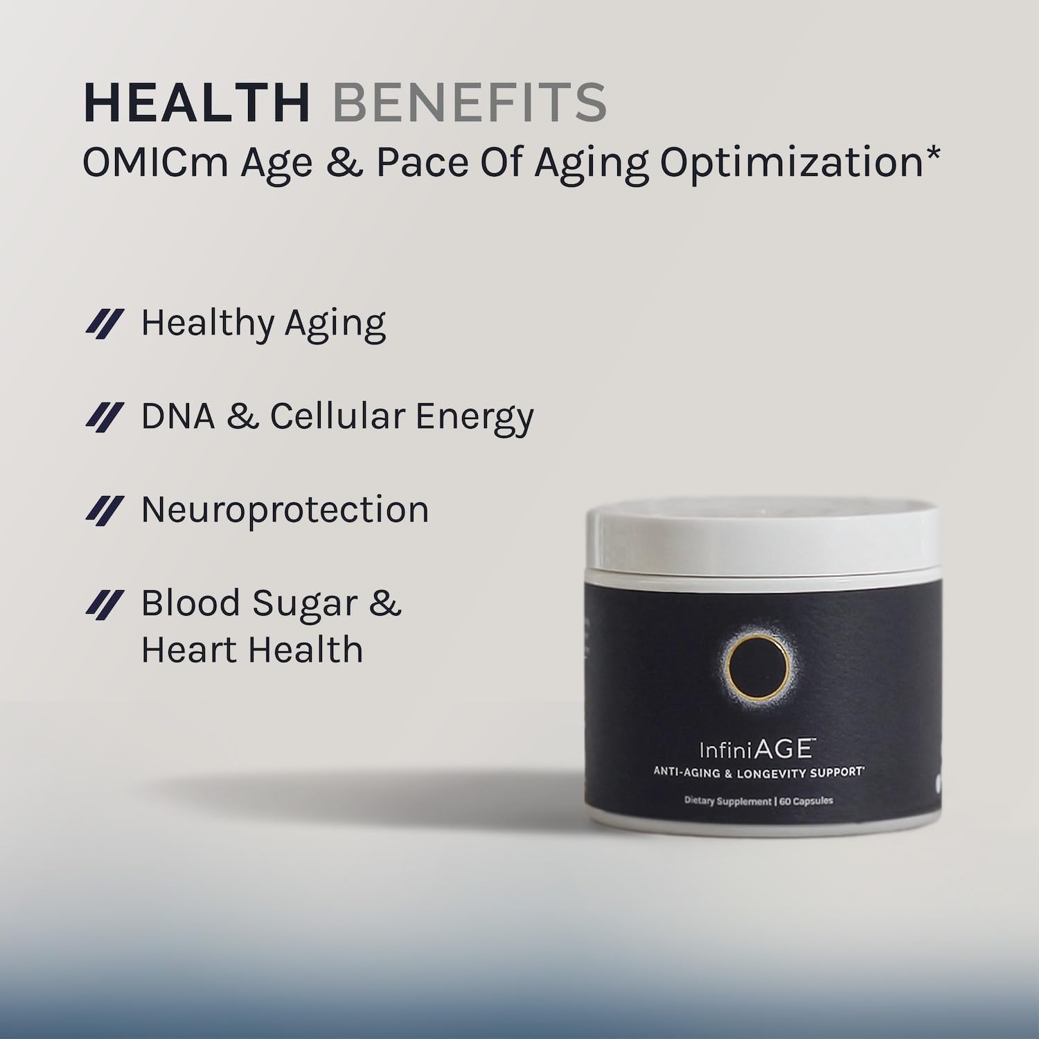 InfiniWell Longevity Support Capsules with Zinc, NAC, Luetin, and Eclipse Bio-Age Complex for Healthy Aging - 60 Capsules