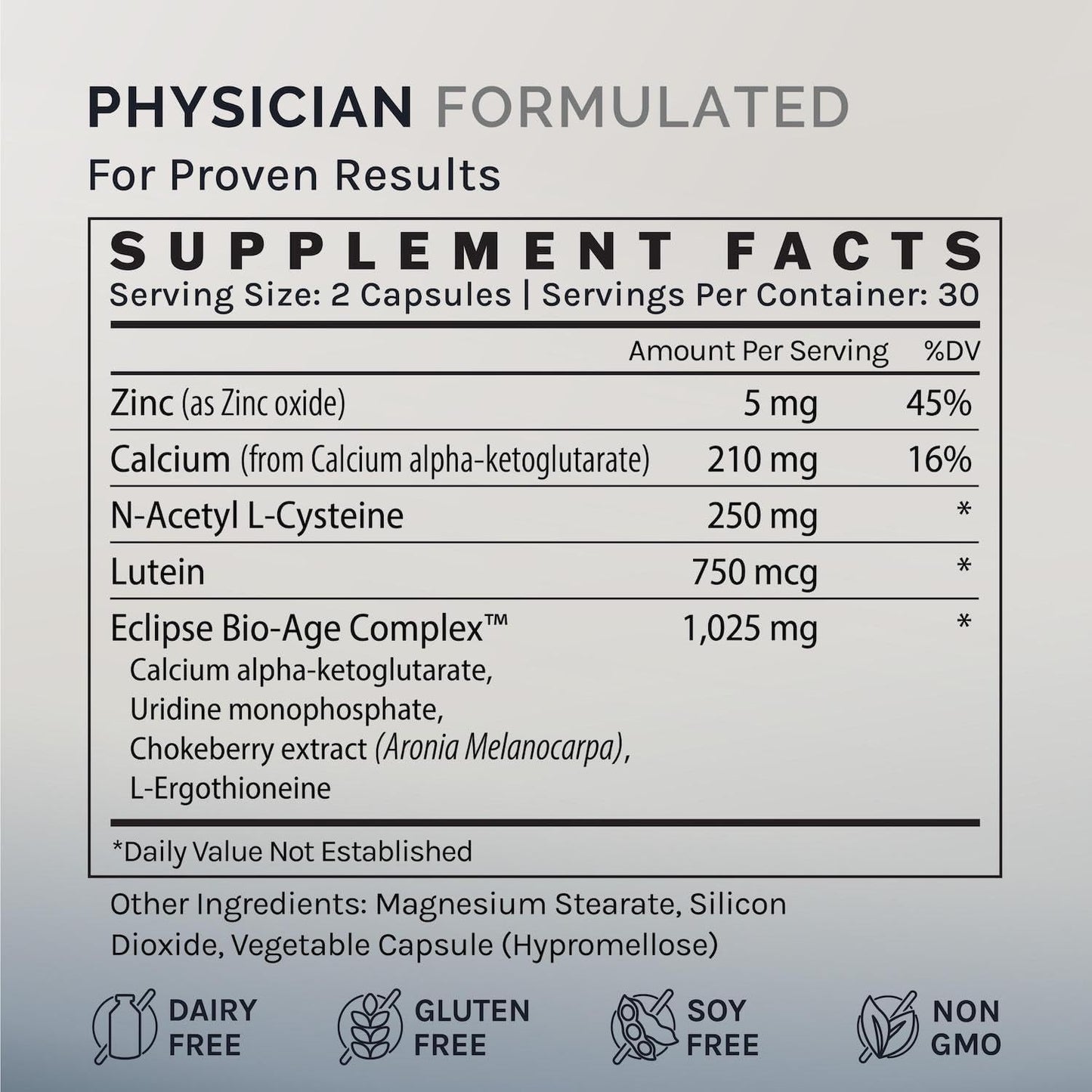 InfiniWell Longevity Support Capsules with Zinc, NAC, Luetin, and Eclipse Bio-Age Complex for Healthy Aging - 60 Capsules