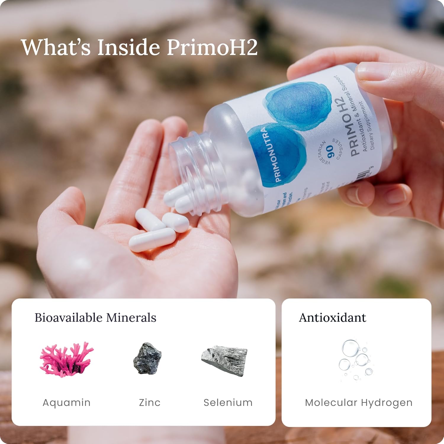 Ingestible Molecular Hydrogen Supplement 90ct - Antioxidant & Mineral Complex - Alternative to H2 Tablets & Hydrogen Water