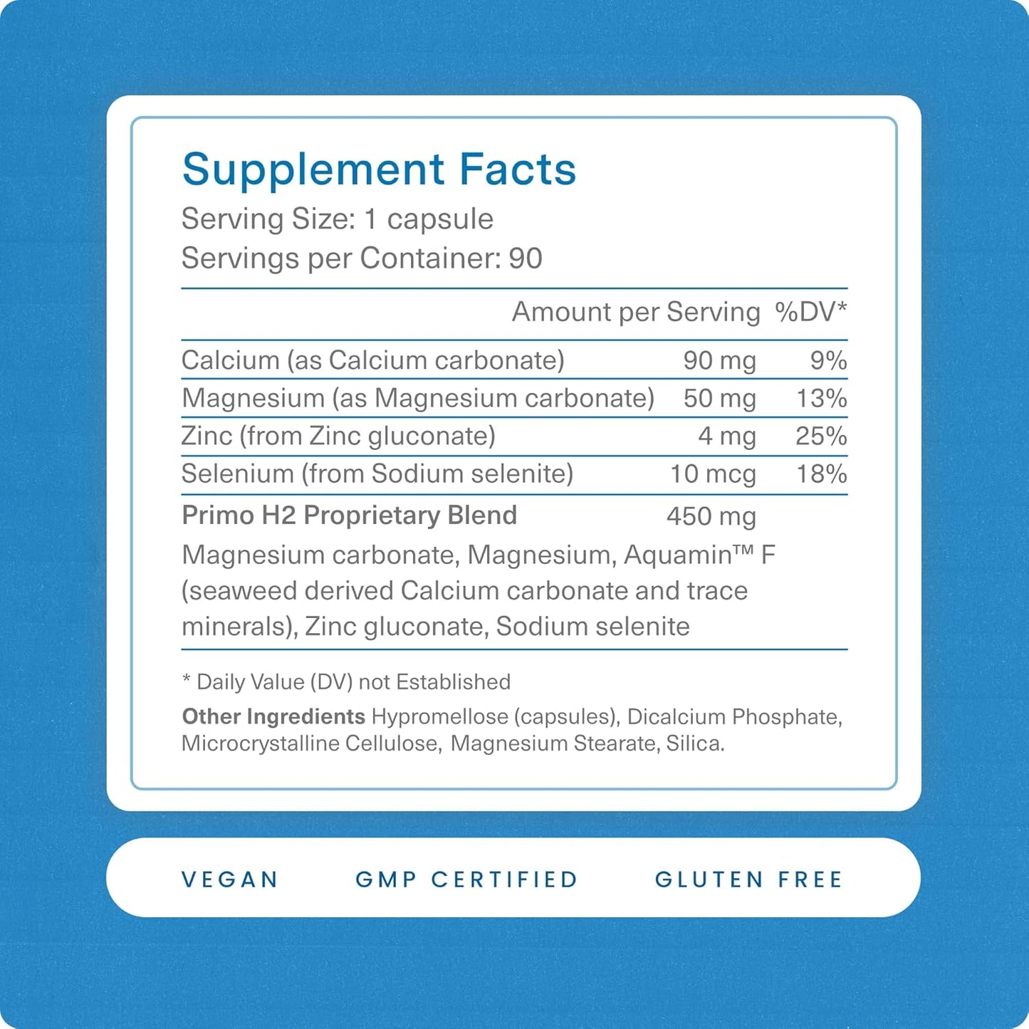 Ingestible Molecular Hydrogen Supplement 90ct - Antioxidant & Mineral Complex - Alternative to H2 Tablets & Hydrogen Water