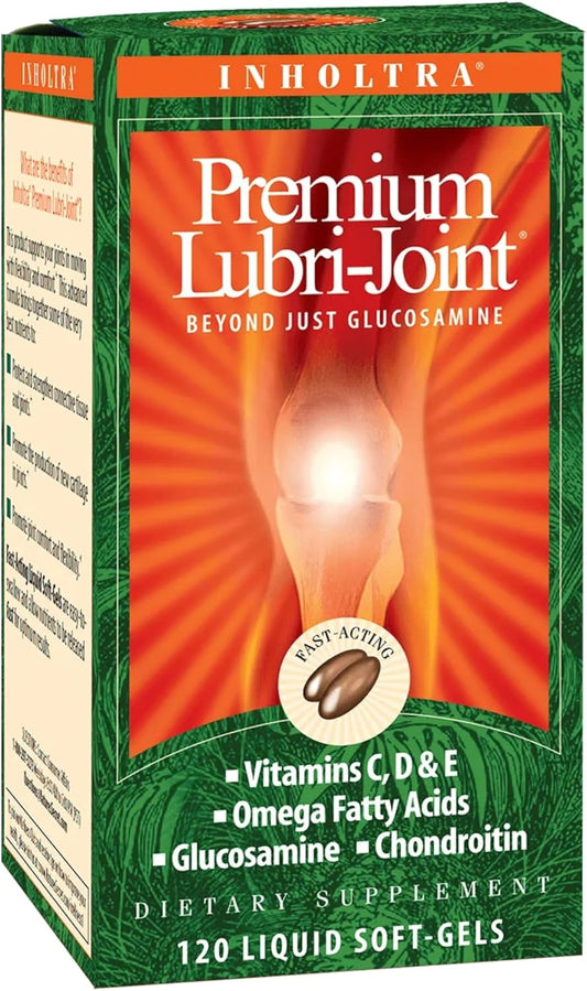 Inholtra Premium Lubri-Joint Liquid Soft-Gels - 120 Count - Glucosamine, Chondroitin, Omega Fatty Acids, Vitamins C, D & E