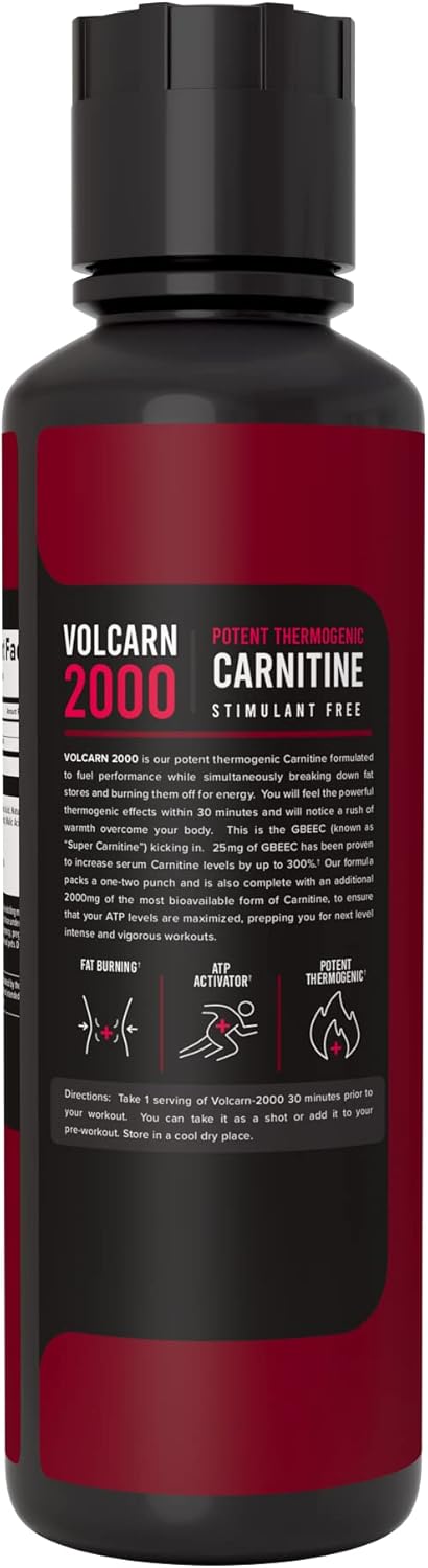 InnoSupps Volcarn 2000: L-Carnitine Energy Liquid with GBEEC | Boosts ATP, Energy, Focus | Caffeine-Free, No Artificial Sweeteners | 32 Servings (Candy Peach Rings)