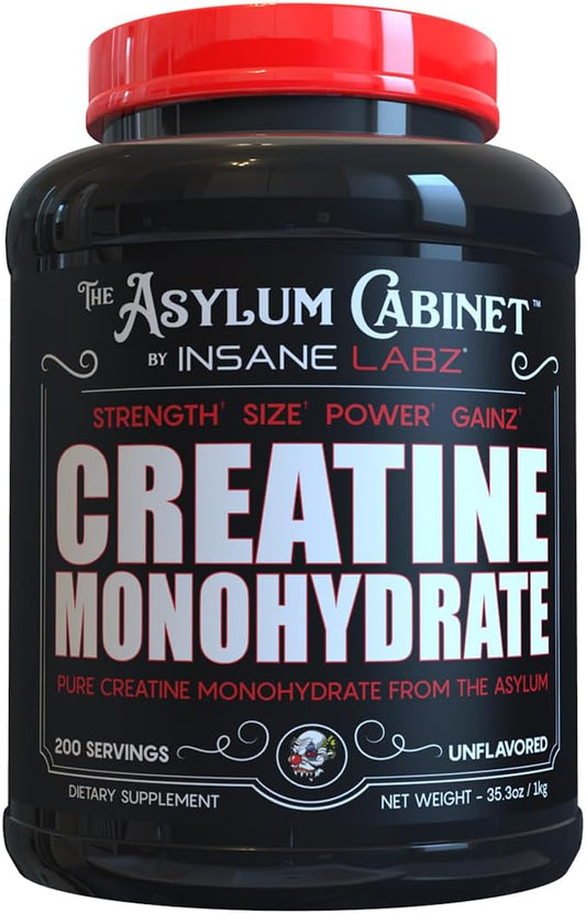 Insane Labz Creatine Monohydrate Powder - Unflavored, 200 Servings for Pre and Post Workout Strength & Power