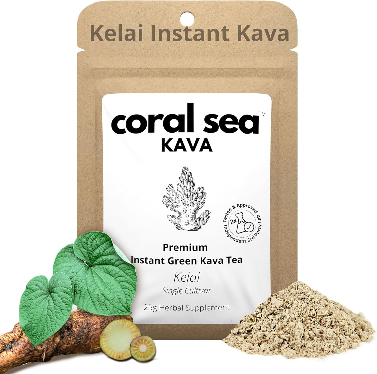 Instant Kava Tea Powder Kelai - Epi Island Noble Kava Juice - Stress Relief & Mood Support - Easy Mix Concentrate - 12+ Servings