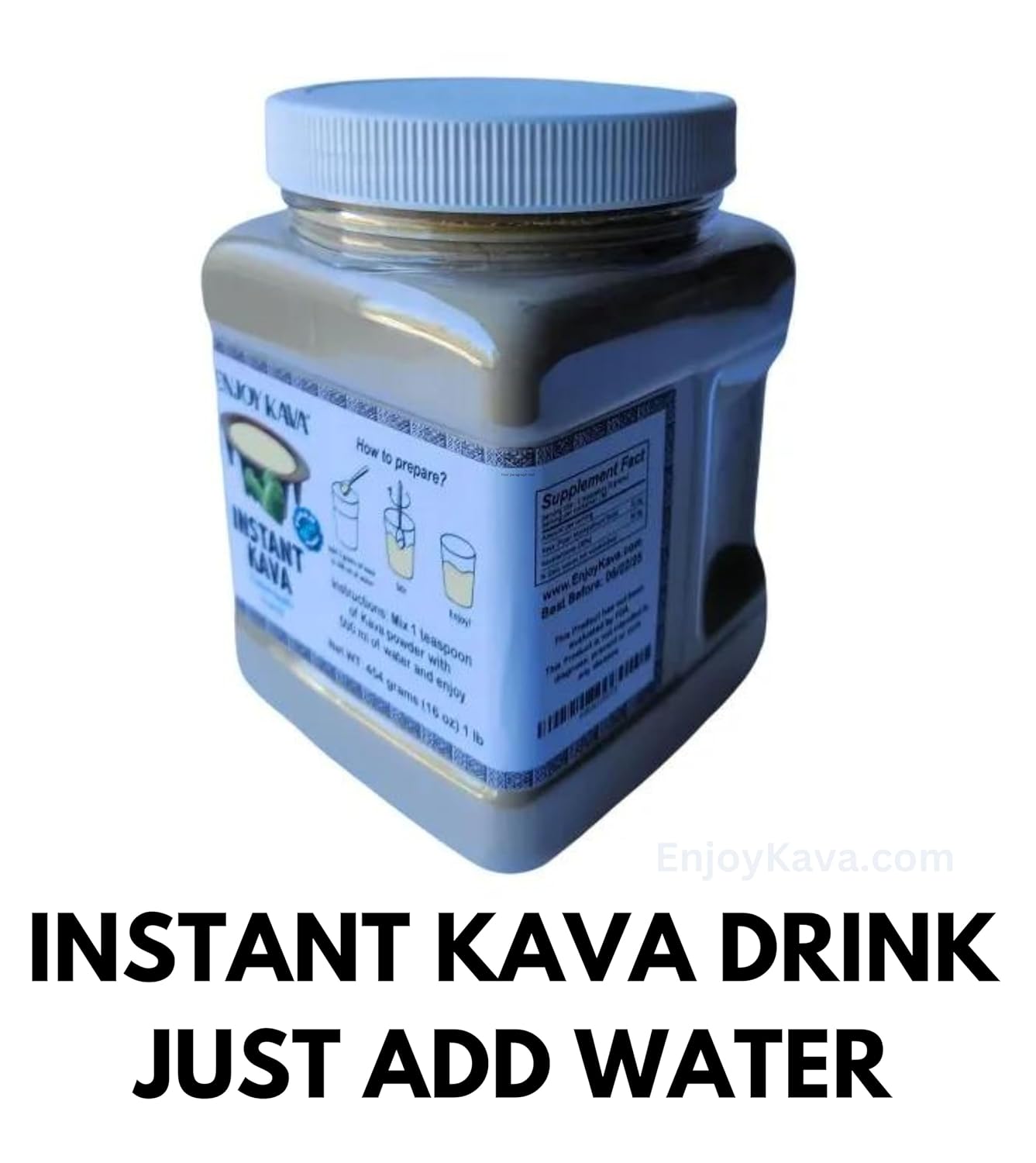 Instant Micronized Kava Powder - Convenient On-the-Go Option from Fiji - 1 LB Jar - EnjoyKava.com