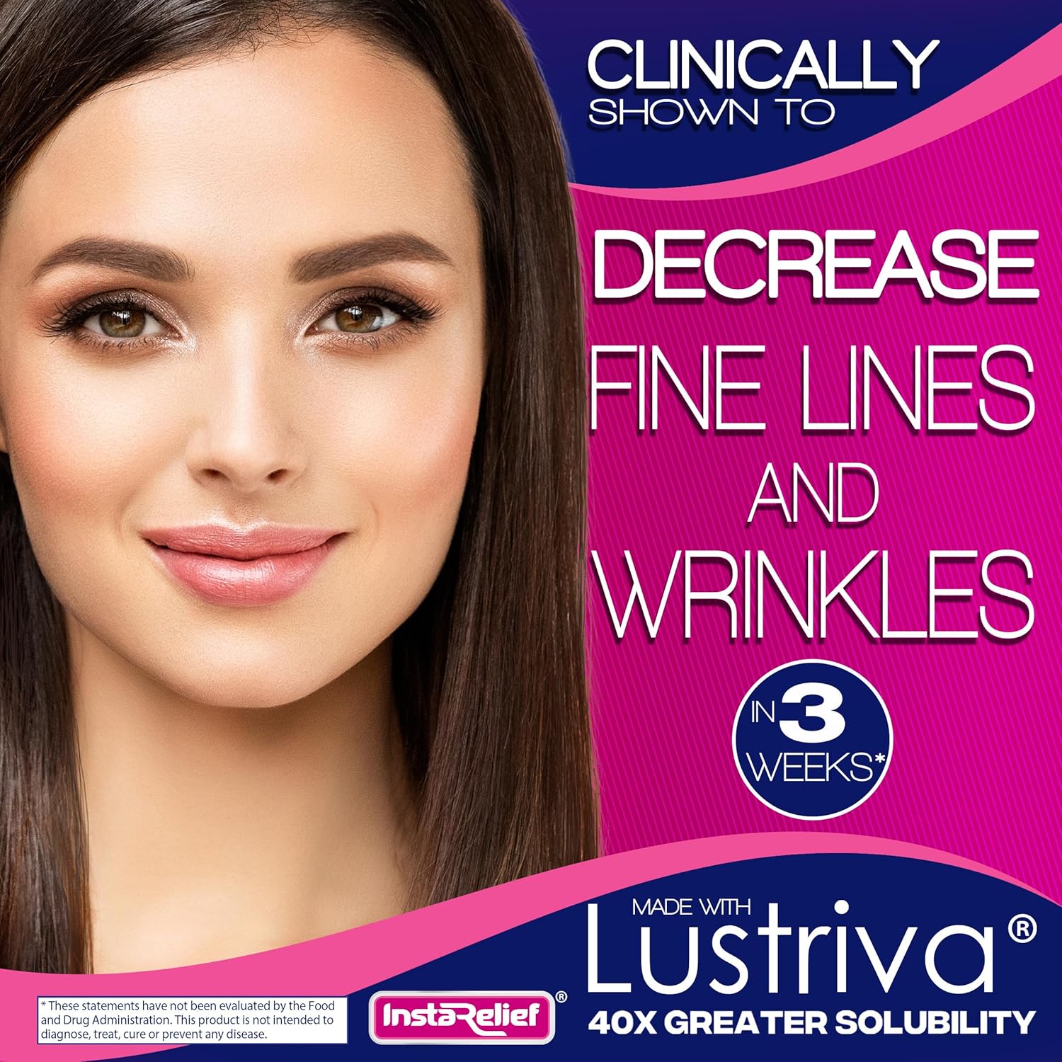 InstaRelief® Hair Growth and Wrinkle Reduction Supplement with Biotin, Silicon, and Arginine - 60 Tablets, Clinically Proven to Improve Hair Health in 3 Weeks