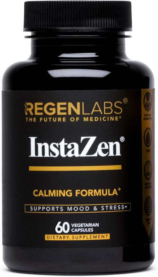 InstaZen Stress Relief Supplement - Doctor Approved Natural Mood Enhancer with DHHB, Safranal, L Theanine - 60 Capsules