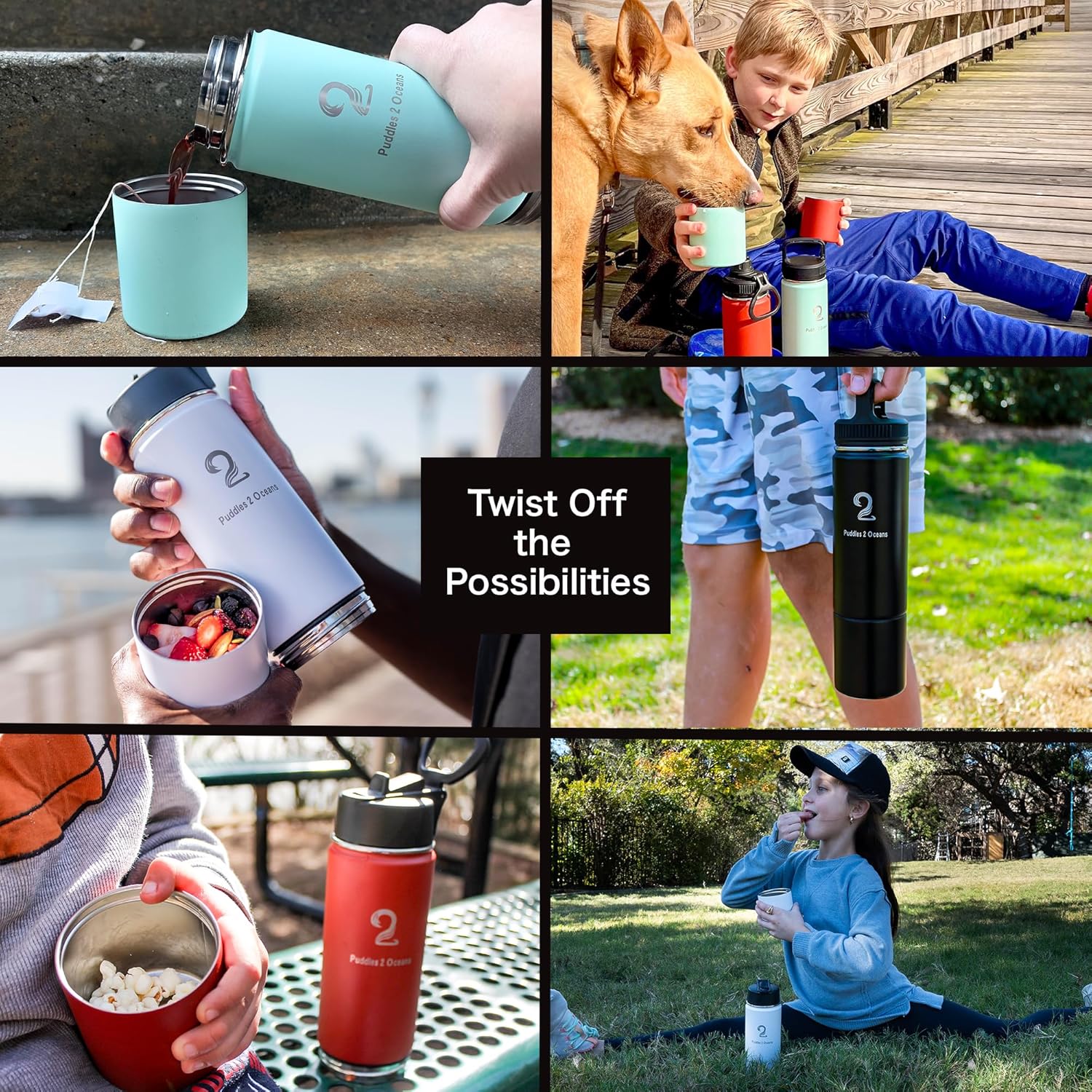 Insulated Stainless Steel Water Bottle with Storage - BPA Free, Leak Proof, Double Wall Tumbler for Gym, Hiking, School - 3 Lid Options, Travel Friendly for Kids & Adults