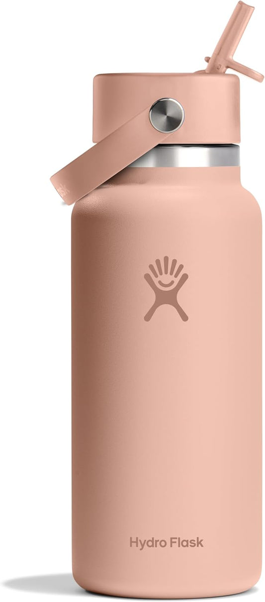 Insulated Stainless Steel Water Bottle with Straw Lid for Cold Drinks - Wide Mouth Hydro Flask for Sports, Travel, and School
