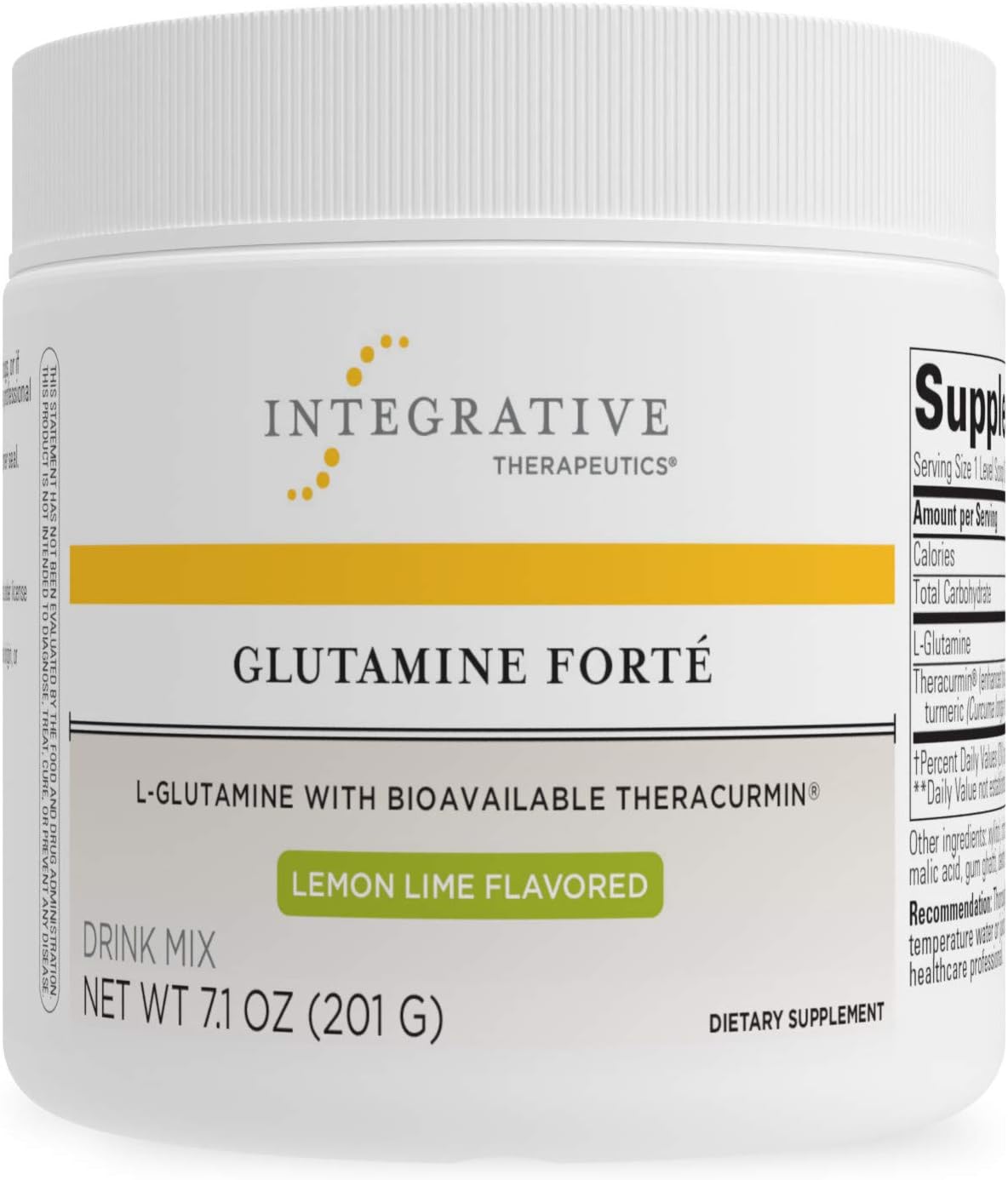 Integrative Therapeutics Glutamine Forté Powder - Supports Gut Health for Men & Women - Water-Dispersible Turmeric - 7.09 oz