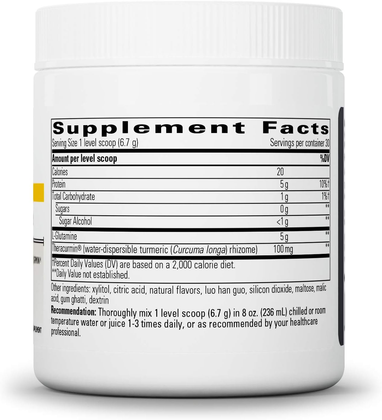 Integrative Therapeutics Glutamine Forté Powder - Supports Gut Health for Men & Women - Water-Dispersible Turmeric - 7.09 oz