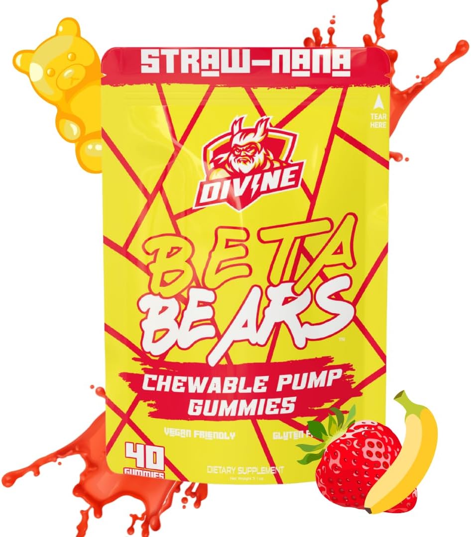 Intense Endurance & Strength Boosting Pre-Workout Gummies for Men & Women | Beta Bears | 40 Gummies, 10 Servings