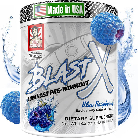 Intense Energy Booster Pre Workout Powder for Men & Women - Natural Caffeine, Beta Alanine, Citrafuze™, L-Citrulline & Taurine - Blast X Advanced Formula for Strength, Focus & Endurance