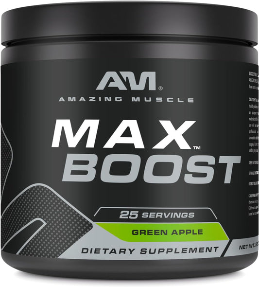 Intense Pre-Workout Supplement with Creatine and Caffeine for Men & Women - 25 Servings, Green Apple Flavor